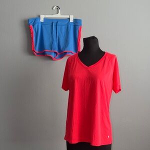 Danskin Now Red Top and Blue Shorts Set Size XXL